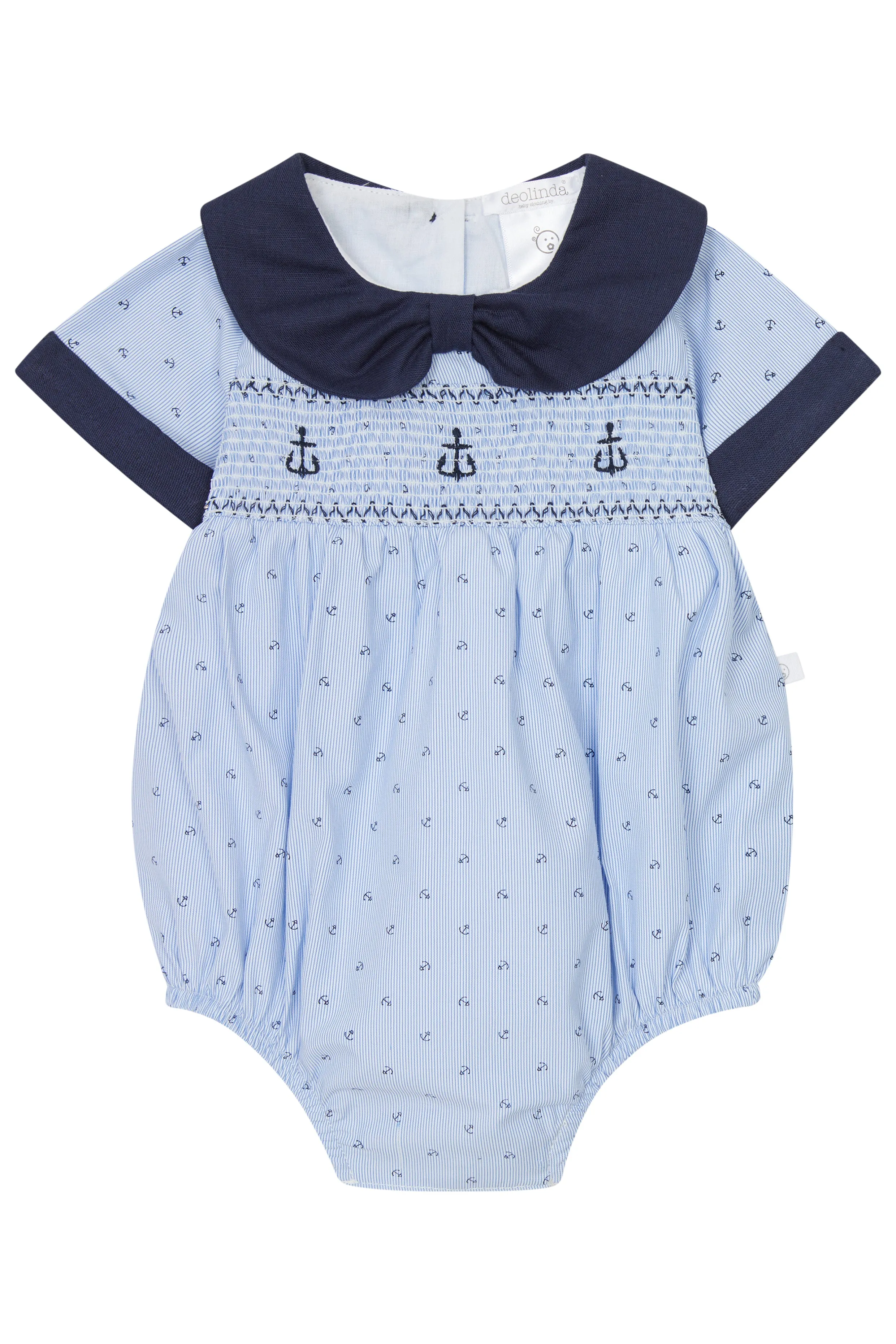 "Fritz" Navy Smocked Anchor Romper