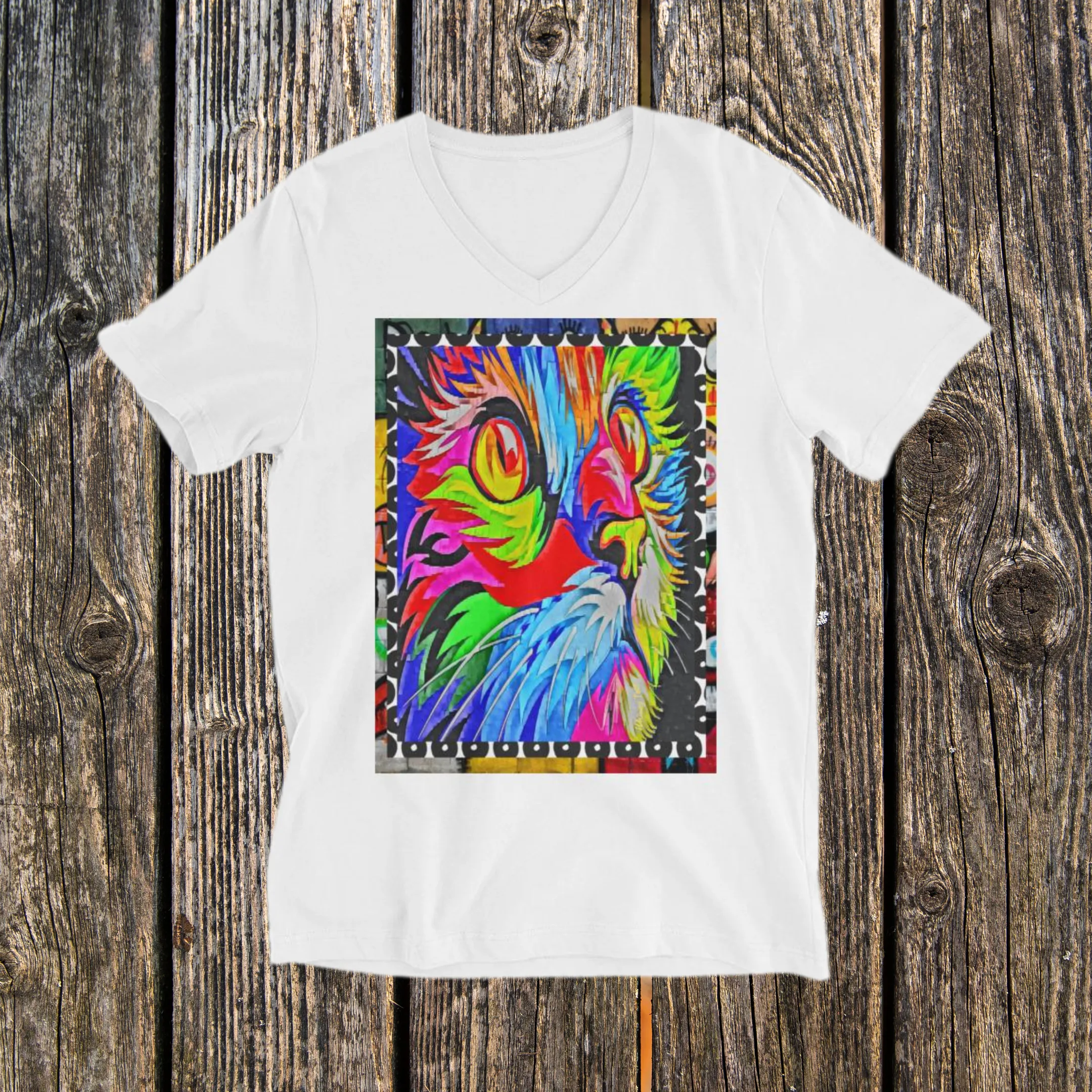 Rainbow Kitty V-Neck Tee