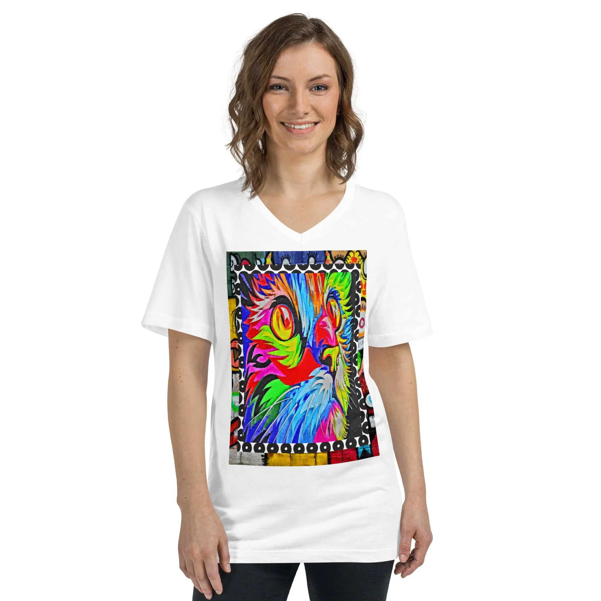 Rainbow Kitty V-Neck Tee