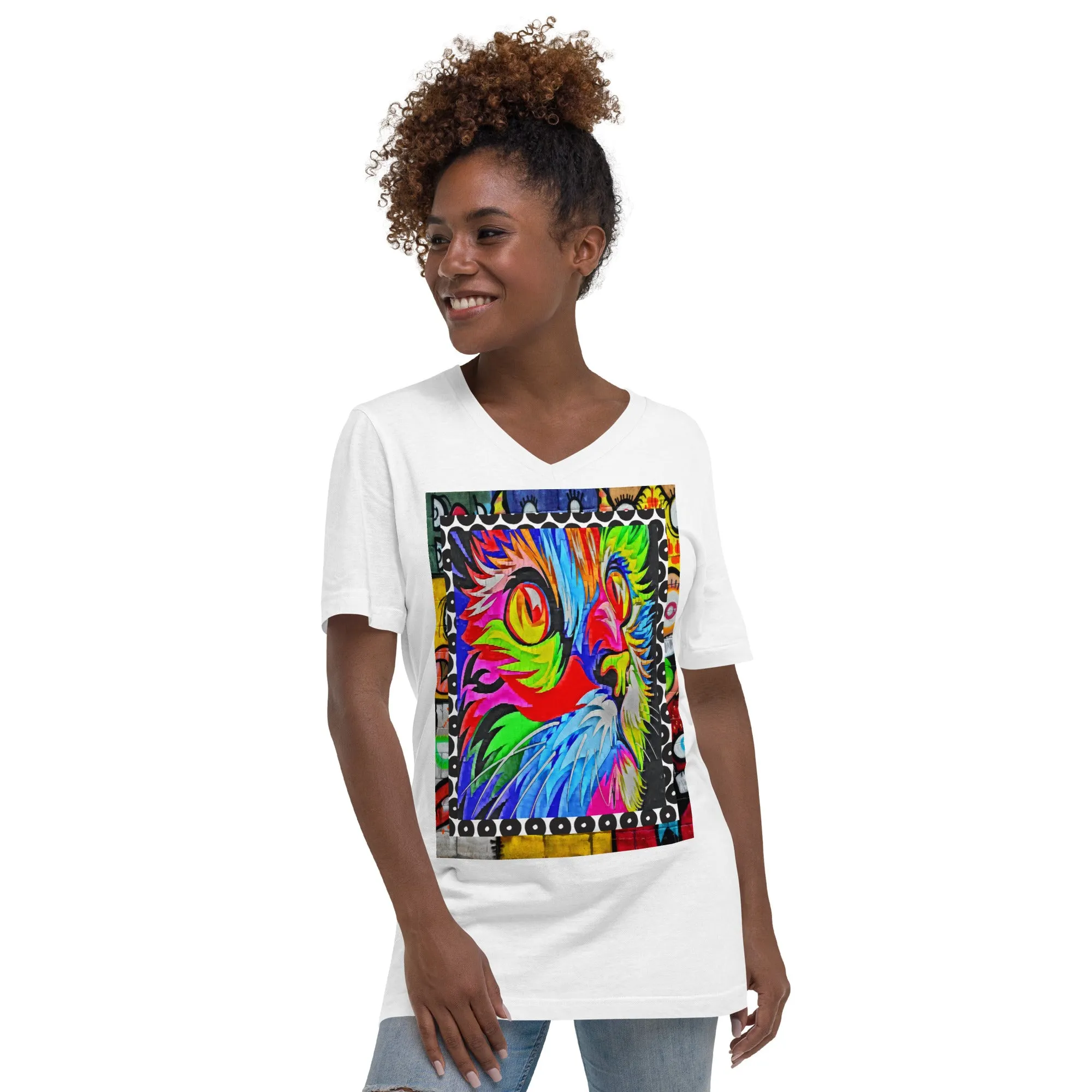 Rainbow Kitty V-Neck Tee