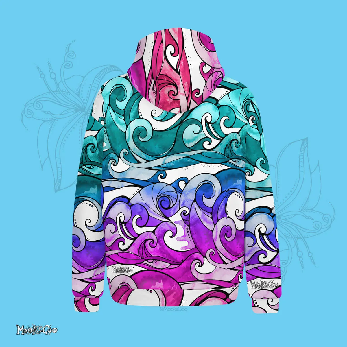 Rainbow Surfing Wave Recycled Hoodie
