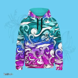 Rainbow Surfing Wave Recycled Hoodie