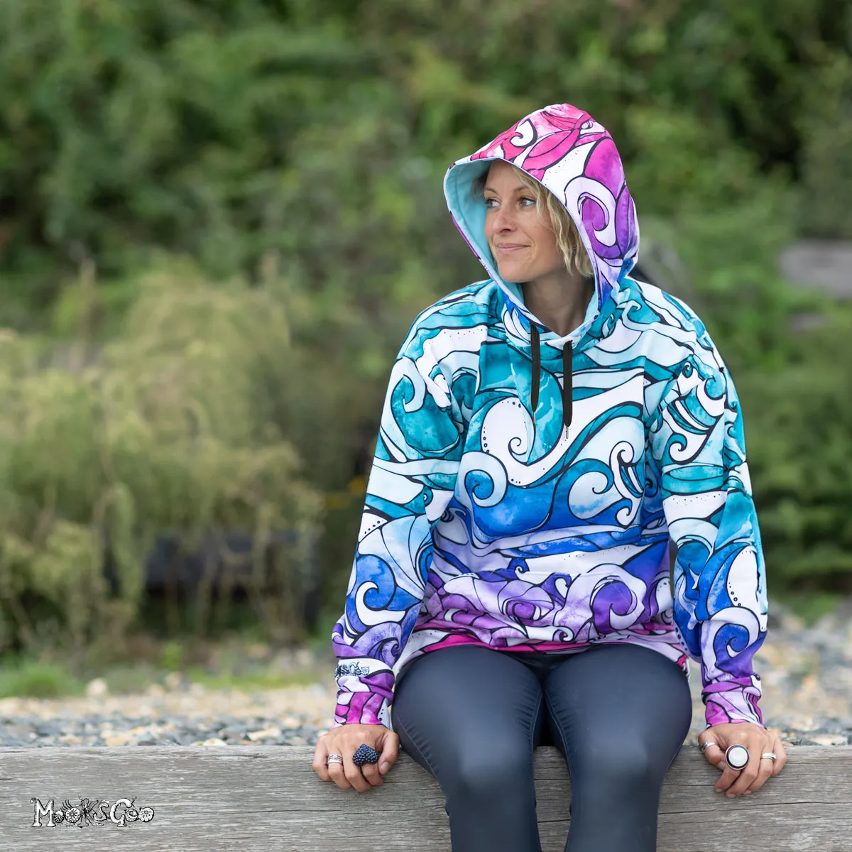 Rainbow Surfing Wave Recycled Hoodie