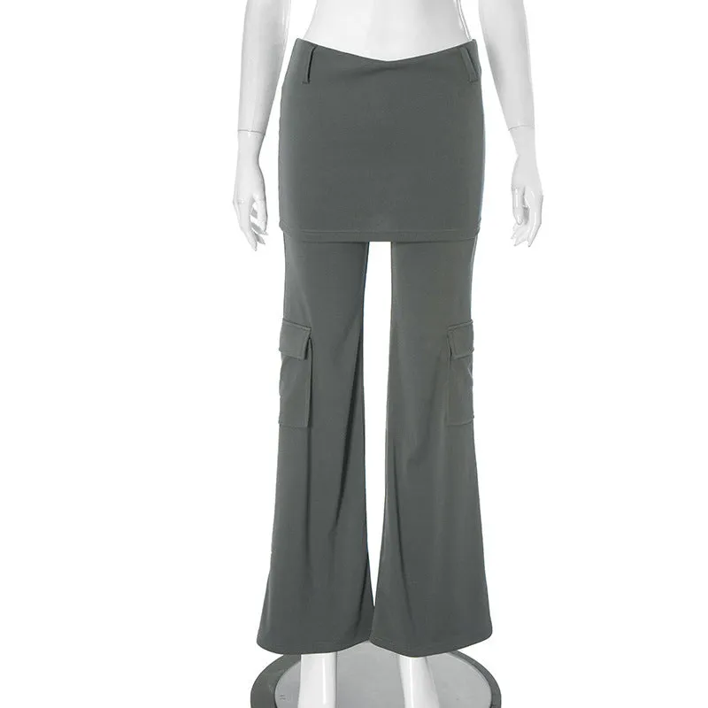 REALAIOT  Sanhu Lianjiang Q24PT657 American fashion simple personality women's micro-pull three-dimensional bag overalls skirt women's wholesale