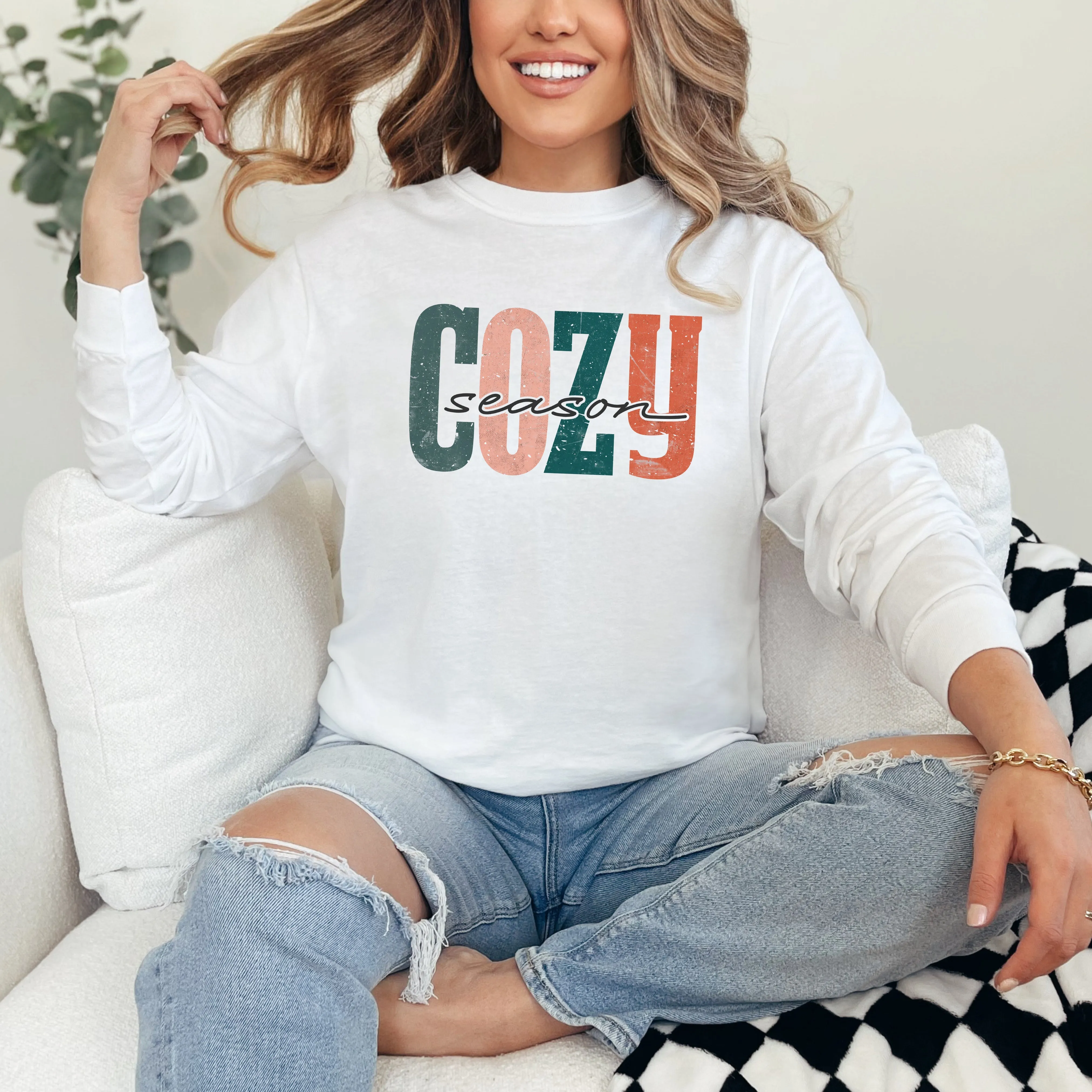 Retro Cozy Season Colorful | Garment Dyed Long Sleeve