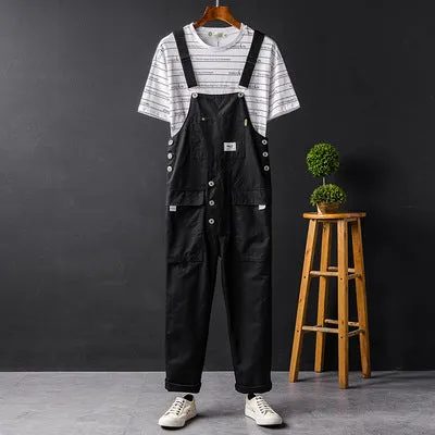 Retro One-piece Cargo Suspenders Trousers
