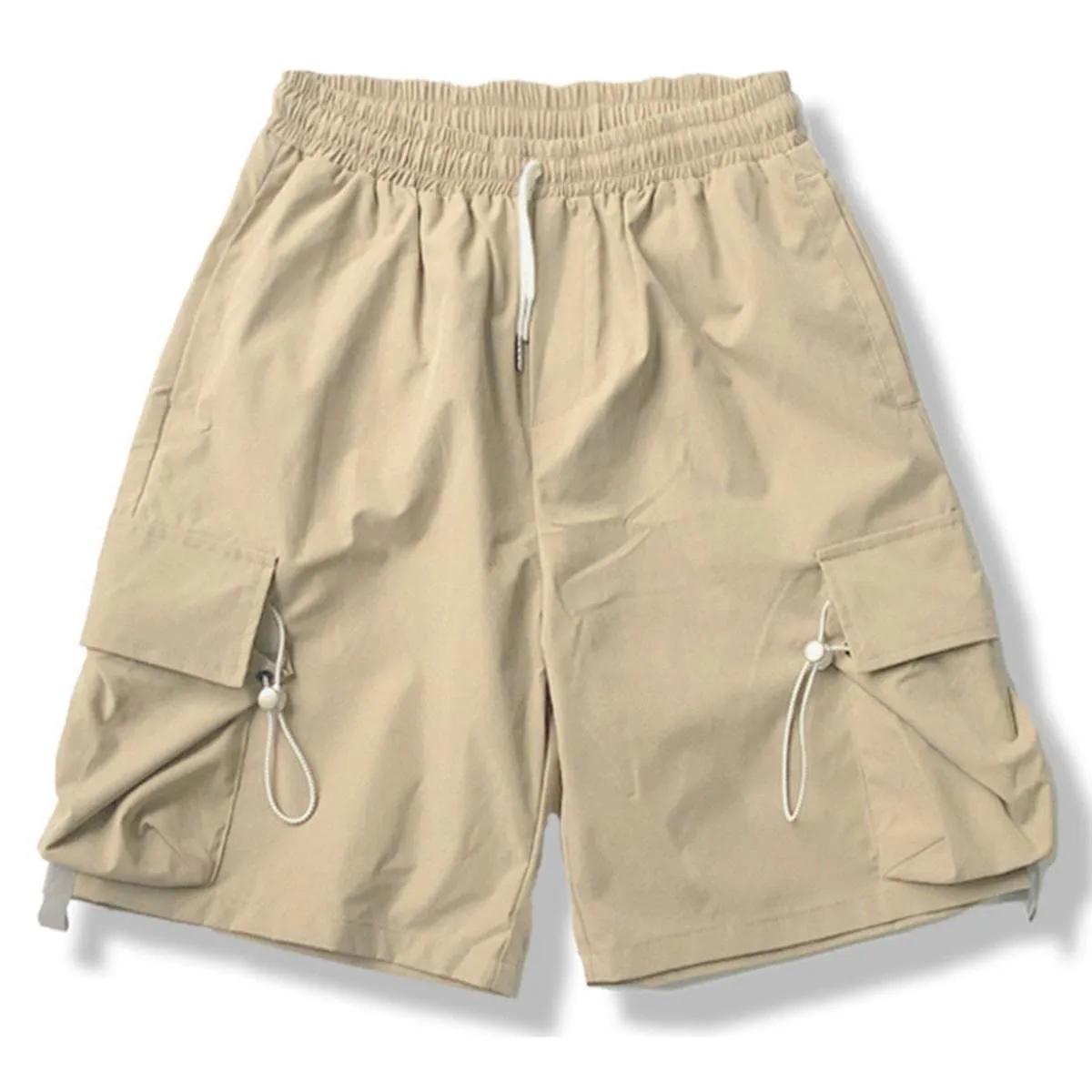 Retro Solid Color Straight Cargo Shorts
