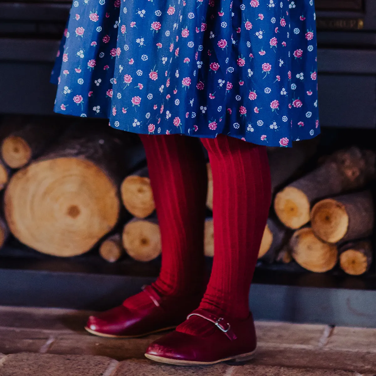 Ribbed Tights Burgundy