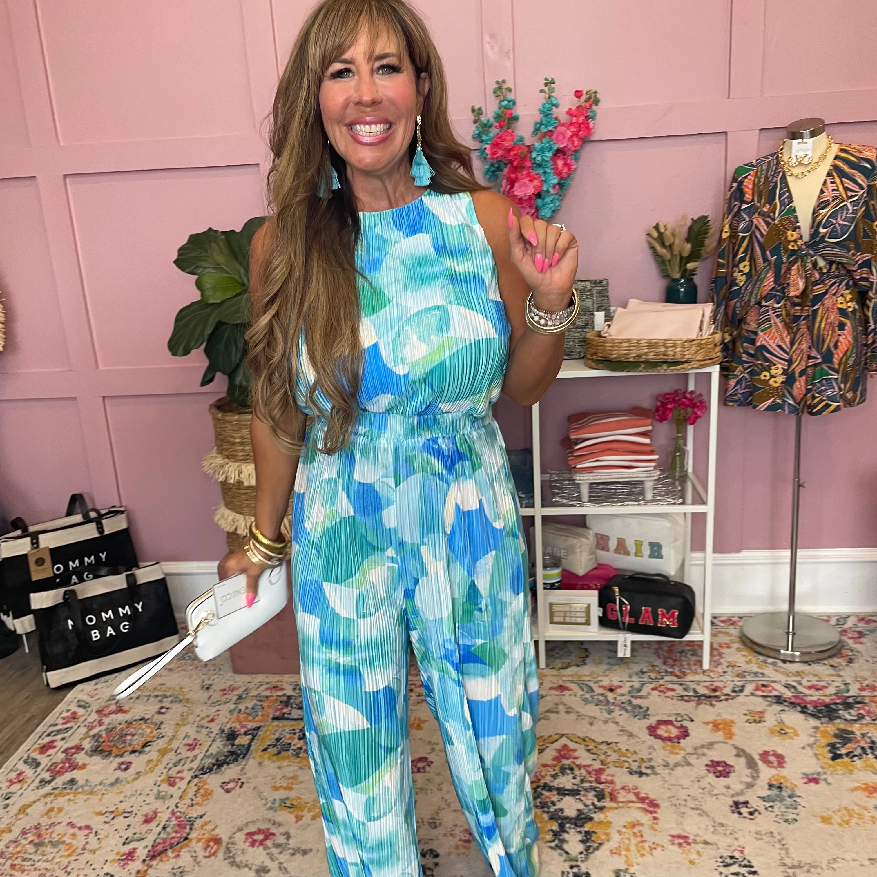 River Walk Printed Woven Plisse Top & Pant Set-FINAL SALE