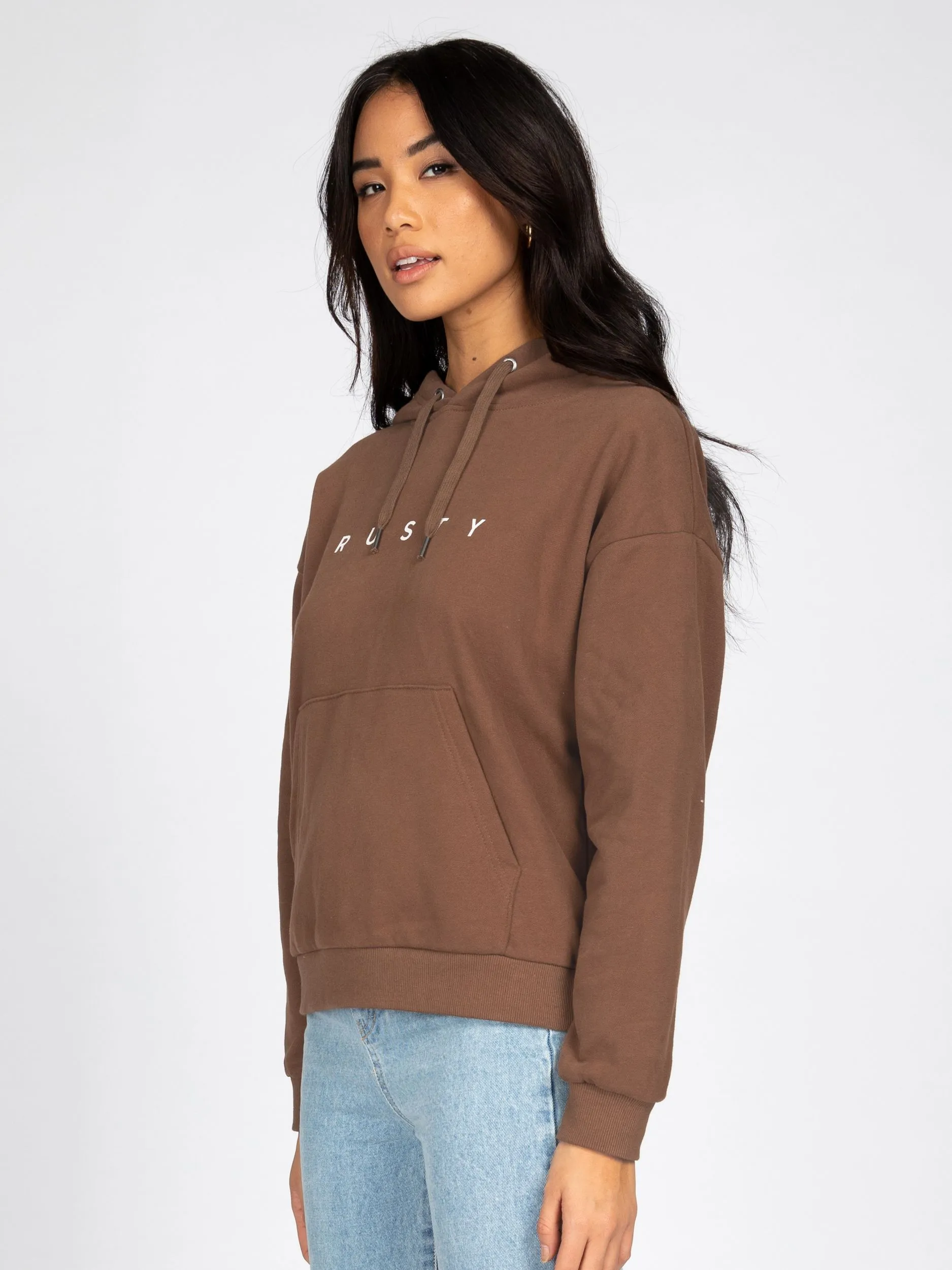 RUSTY ESSENTIALS RELAXED HOODED FLEECE