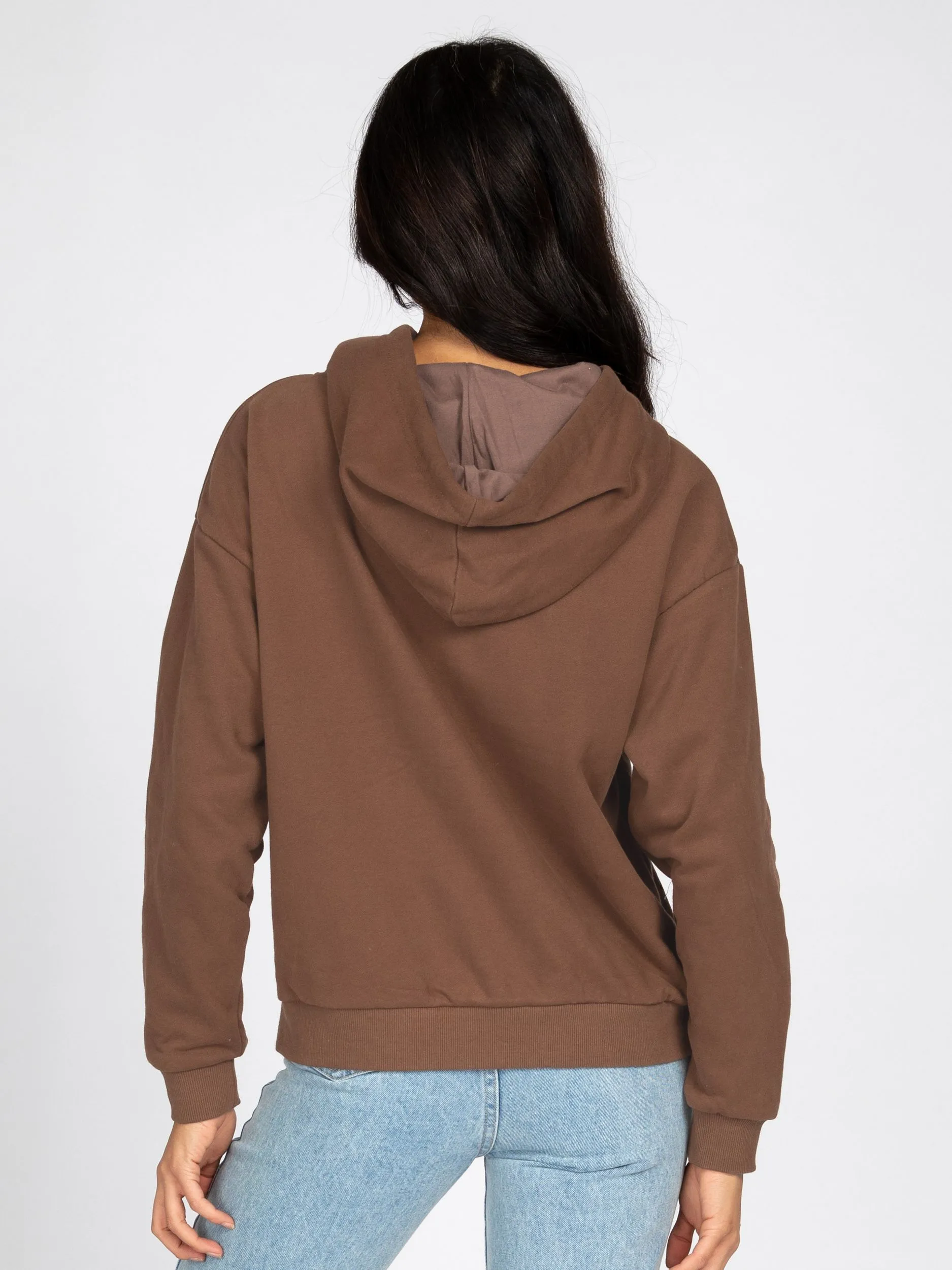 RUSTY ESSENTIALS RELAXED HOODED FLEECE