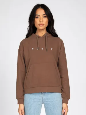 RUSTY ESSENTIALS RELAXED HOODED FLEECE