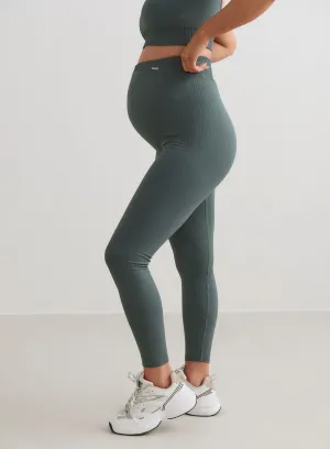 Sage Maternity Ribbed Seamless Tights
