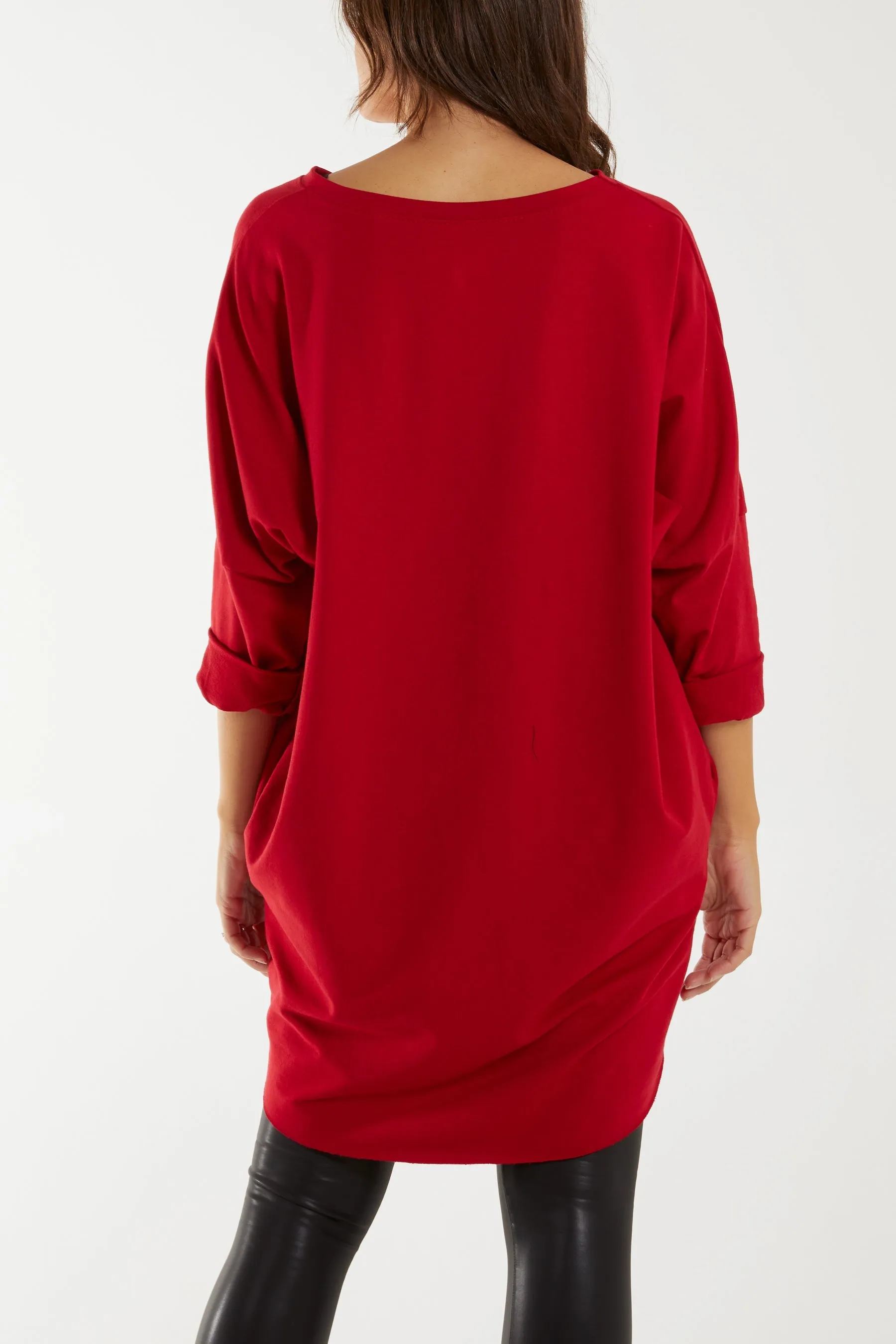 Sequin Glasses Pockets Sweatshirt Dress