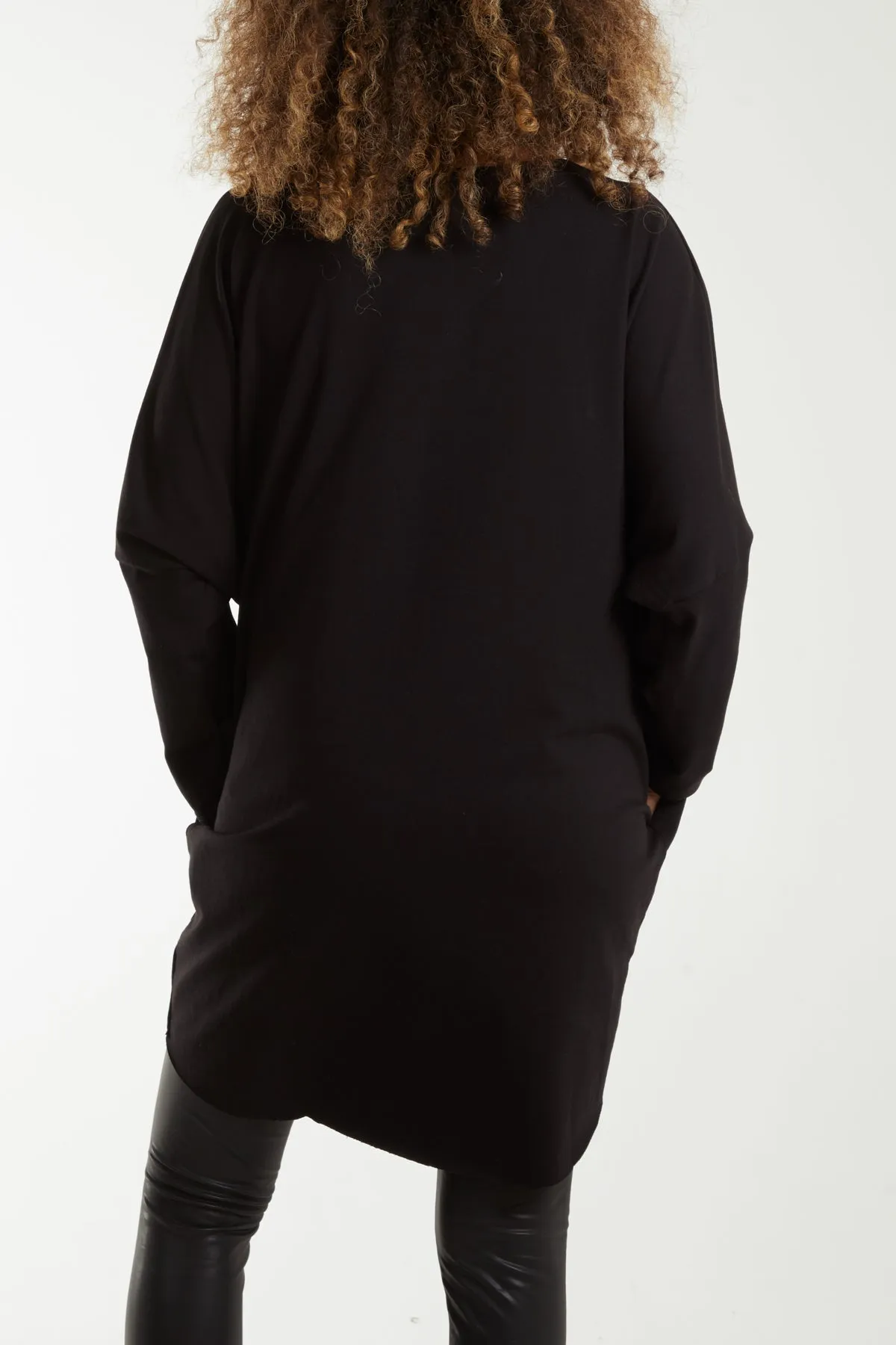 Sequin Glasses Pockets Sweatshirt Dress