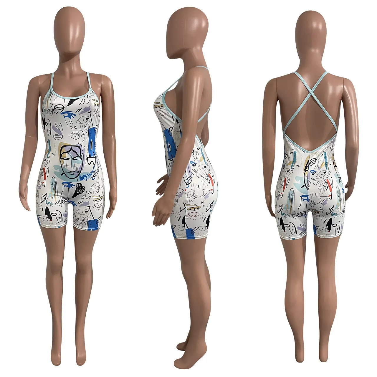 Sexy Printed Backless Jumpsuit AY1707