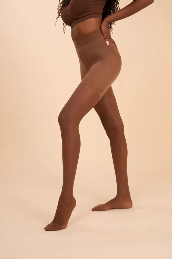 Sheer Contour Tights - Espresso