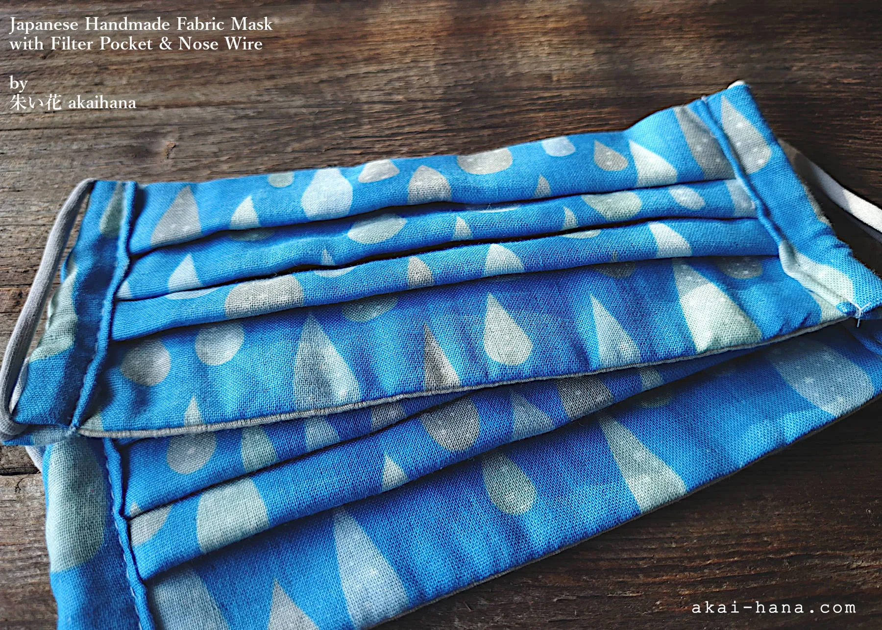Shizuku/Drops, Handmade Fabric Mask with filter pocket & Nose Wire, comes with 1 Free Filter Insert ⦿fmjf016