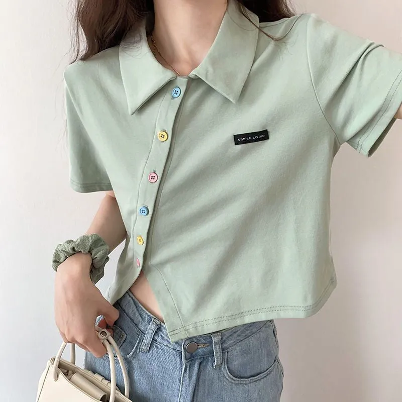 Short Sleeve Irregular Button Shirts