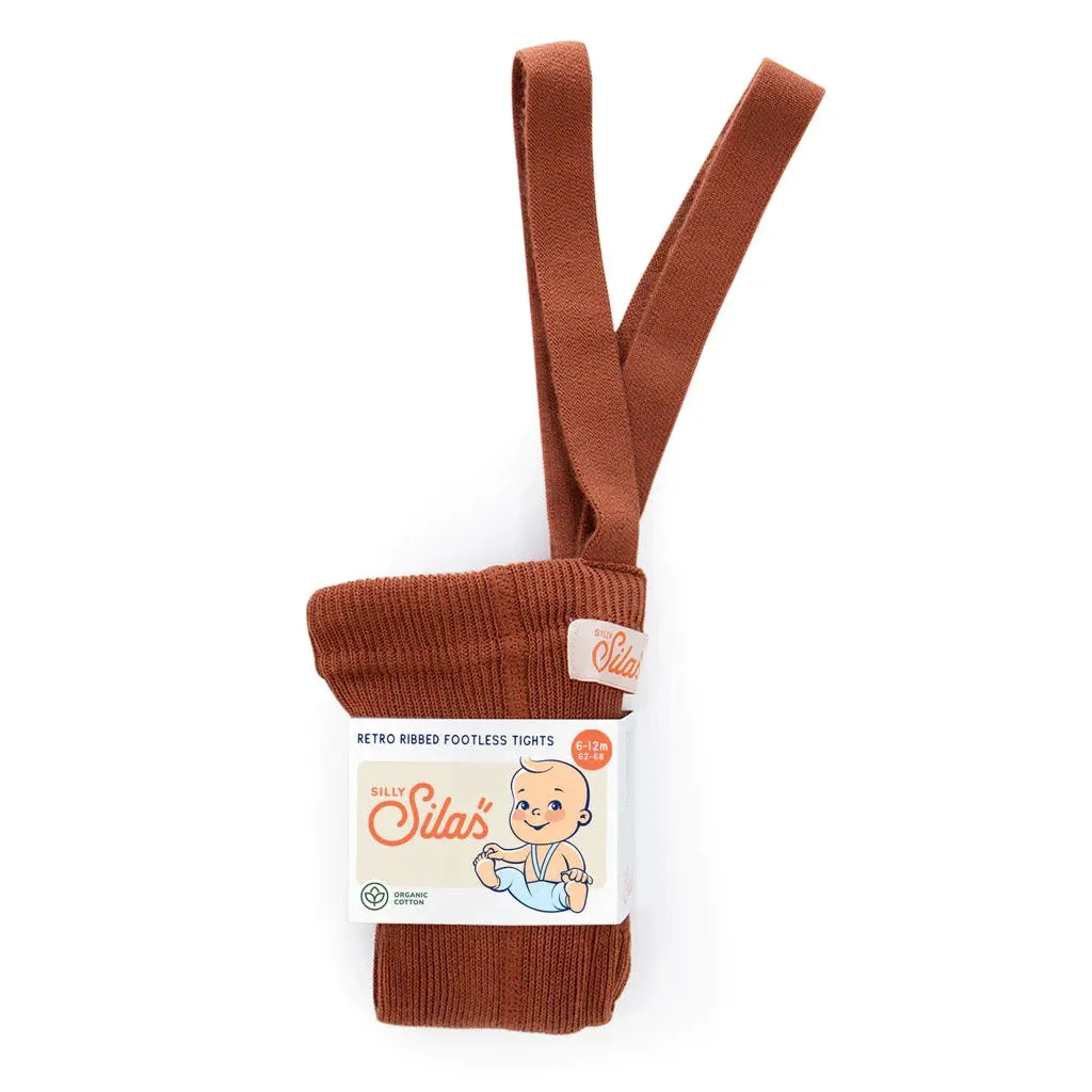 Silly Silas Footless Unisex Rib Tights with Braces (Cinnamon)