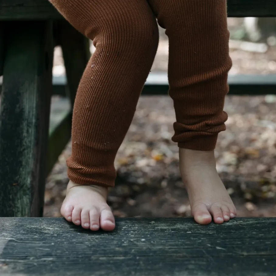 Silly Silas Footless Unisex Rib Tights with Braces (Cinnamon)