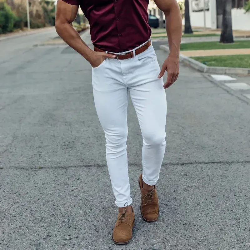 Sleek & Streamlined – Men’s Solid Color Slim Straight Trousers