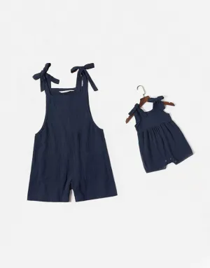 Sling Sleeve Rompers for Mommy and Me - French Navy