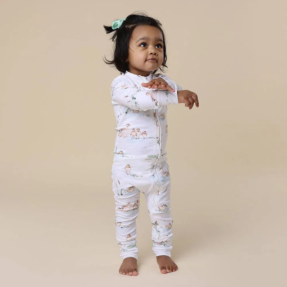 Snuggle Hunny - Duck Pond Organic Snugglesuit Convertible Romper
