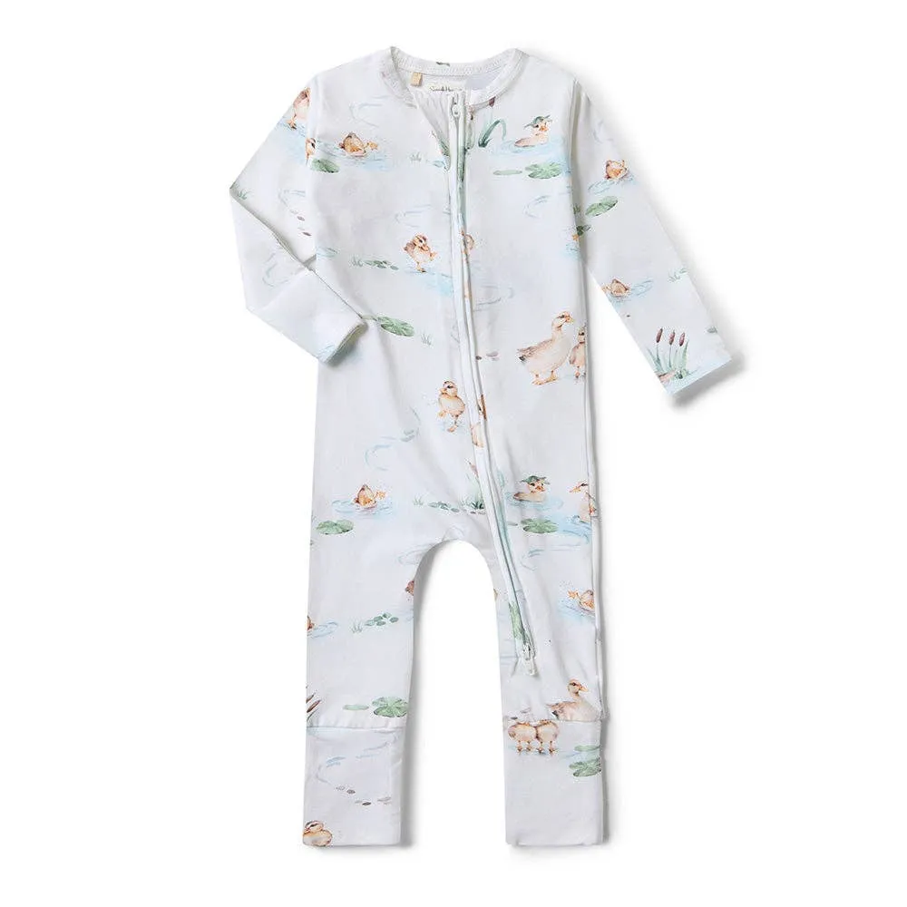 Snuggle Hunny - Duck Pond Organic Snugglesuit Convertible Romper