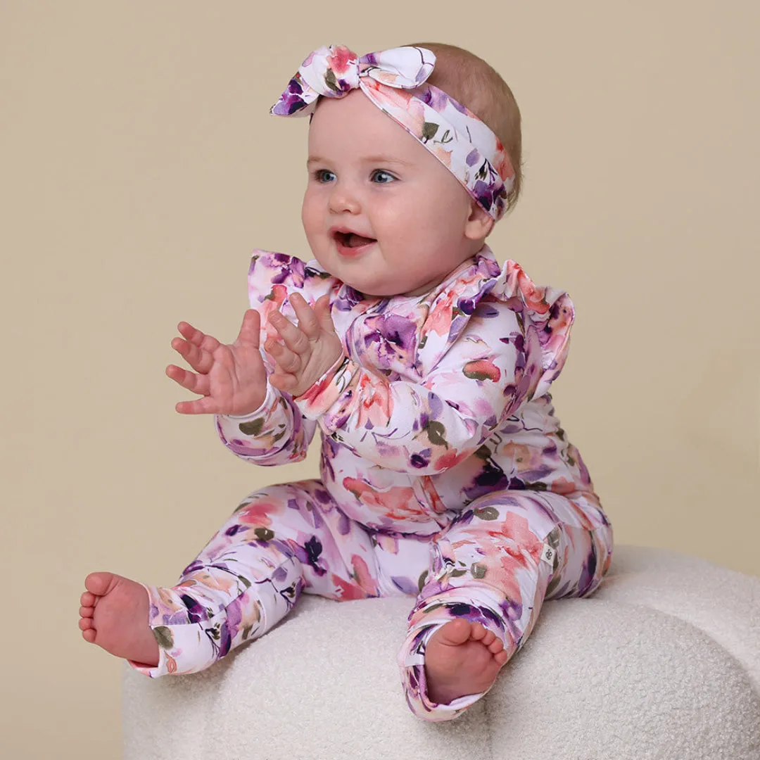 SNUGGLE HUNNY ORGANIC SNUGGLESUIT CONVERTIBLE ZIP ROMPER WITH FRILL - BLUSHING BEAUTY
