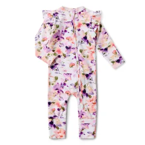 SNUGGLE HUNNY ORGANIC SNUGGLESUIT CONVERTIBLE ZIP ROMPER WITH FRILL - BLUSHING BEAUTY