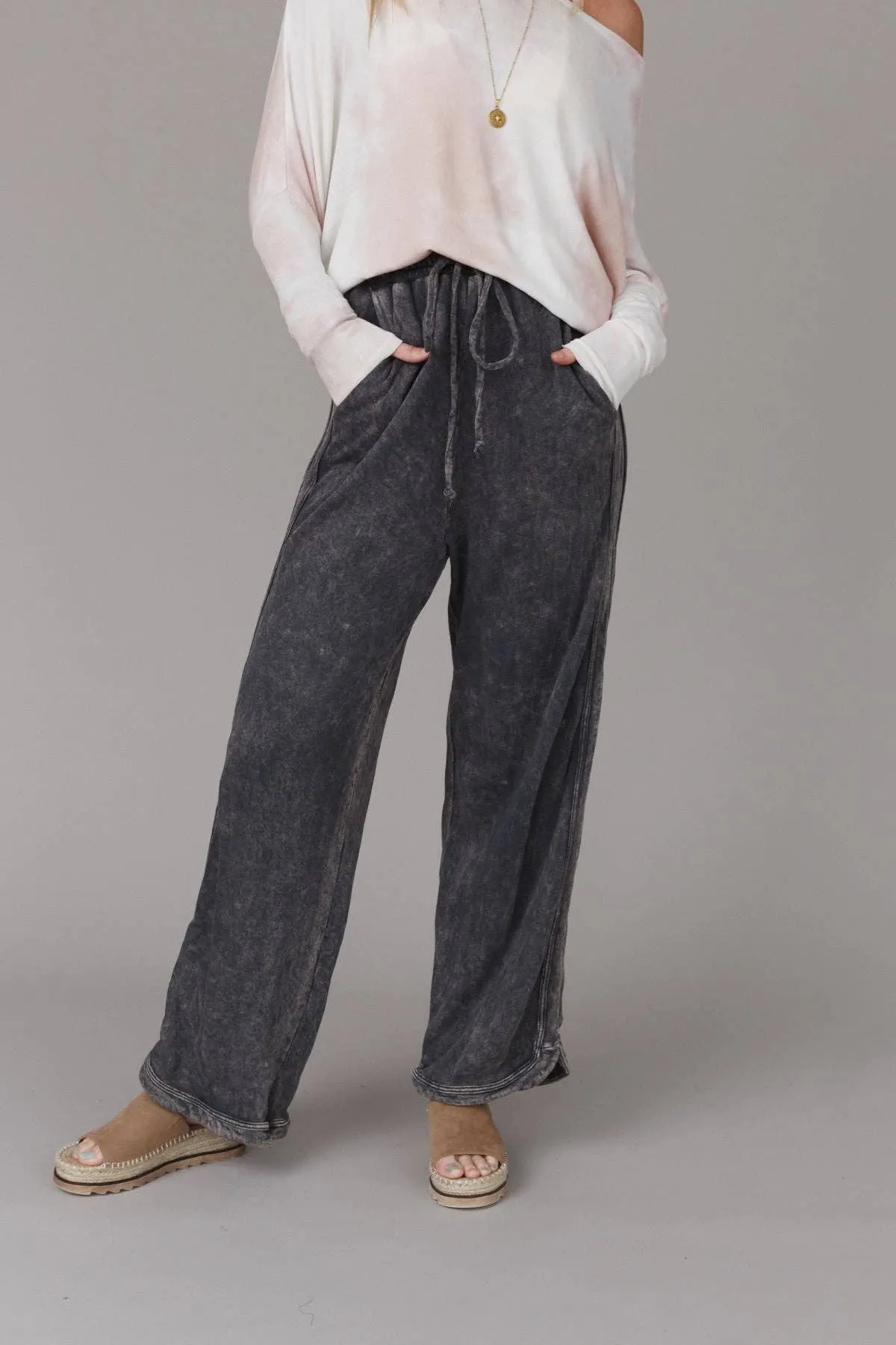 So Comfy Wide Leg Full Pant - New Charcoal