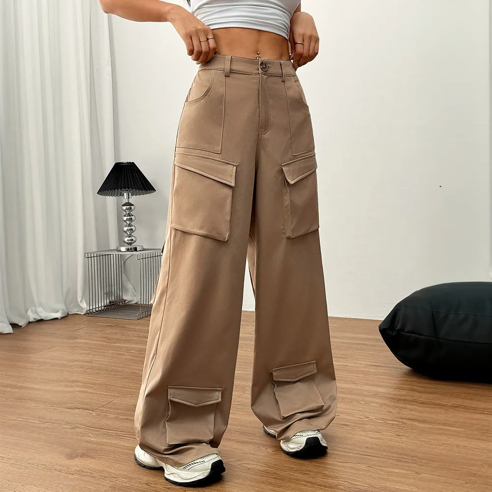 spring and summer new New  women's clothing loose casual n wide-leg trousers street pocket overalls