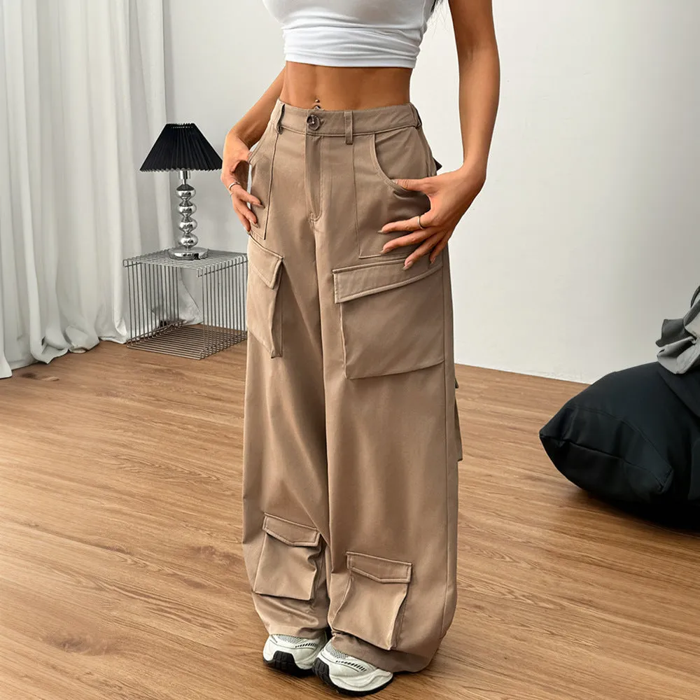 spring and summer new New  women's clothing loose casual n wide-leg trousers street pocket overalls
