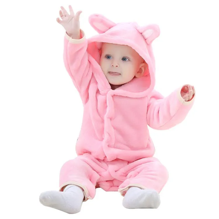 Spring Cute Baby Rompers Warm Long Sleeve Baby Clothes Autumn Coral Fleece Baby Girls boys Clothes Cartoon Jumpsuit JY018
