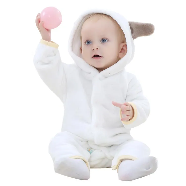 Spring Cute Baby Rompers Warm Long Sleeve Baby Clothes Autumn Coral Fleece Baby Girls boys Clothes Cartoon Jumpsuit JY018
