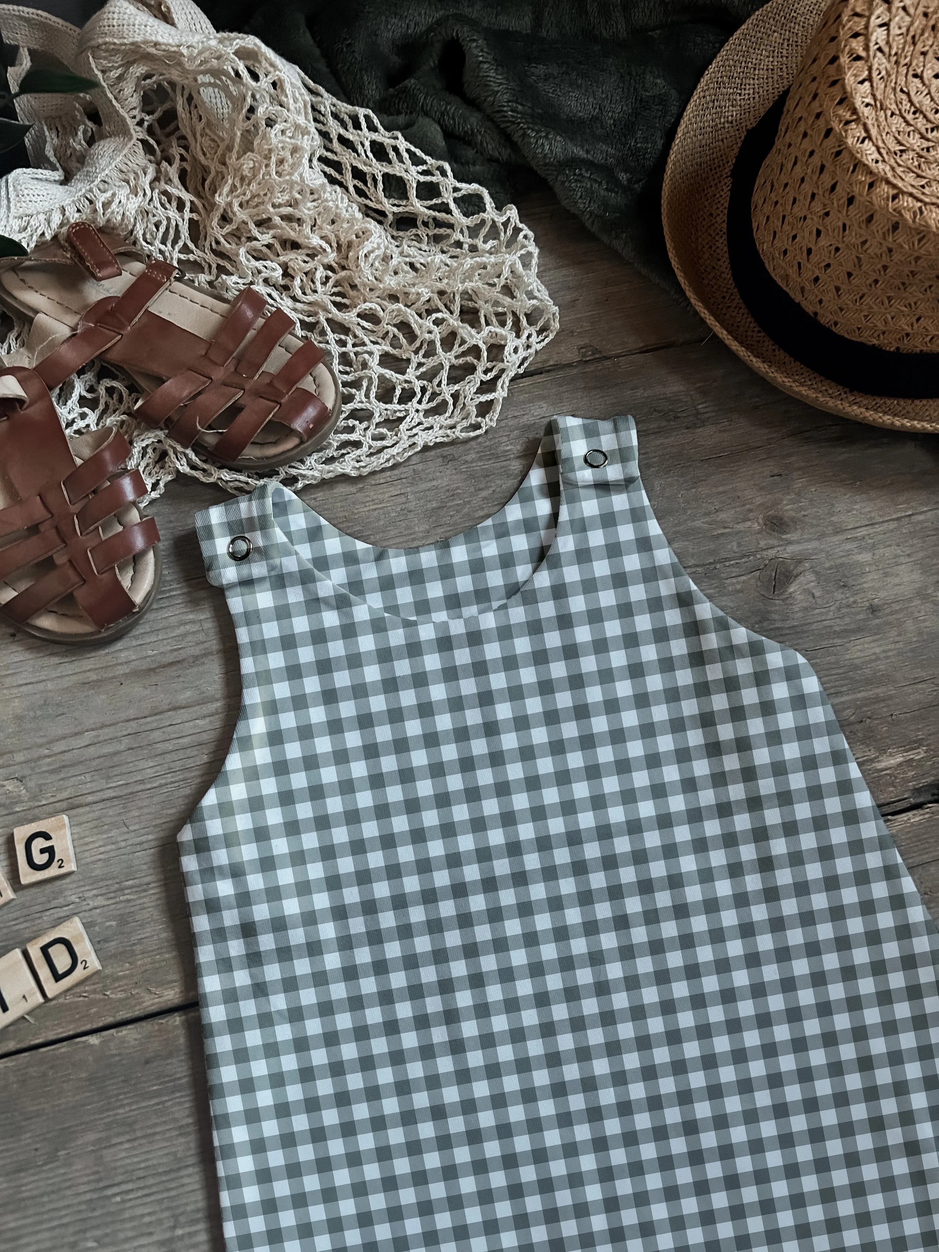 Spring Plaid Footed Romper