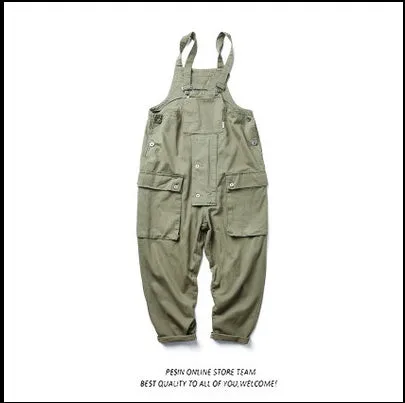 Straight Hiphop Loose Vintage Overalls Mens Trendy Korean Style Overalls