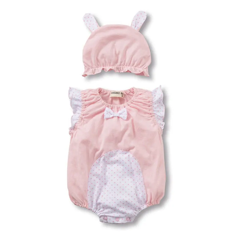Summer born Sleeveless Baby Girls Jumpsuits Clothing Sets (Romper Hat 2 pcs) Infant Baby Boys Clothes Babies Rompers