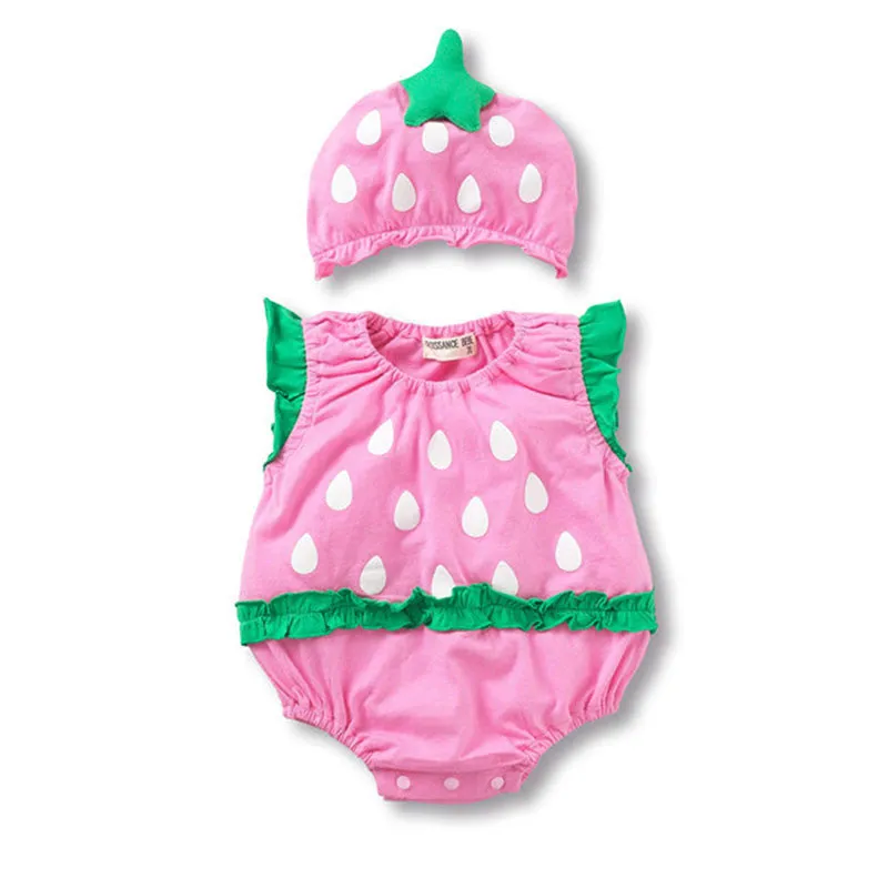 Summer born Sleeveless Baby Girls Jumpsuits Clothing Sets (Romper Hat 2 pcs) Infant Baby Boys Clothes Babies Rompers