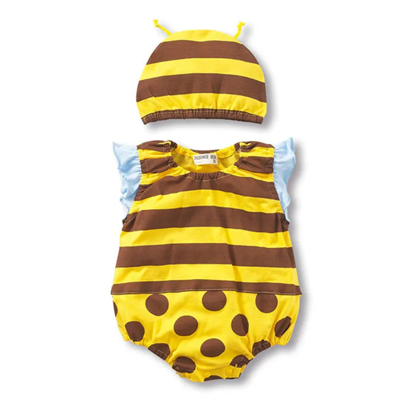 Summer born Sleeveless Baby Girls Jumpsuits Clothing Sets (Romper Hat 2 pcs) Infant Baby Boys Clothes Babies Rompers