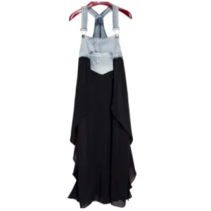 Summer New Elegant Women's Denim Patchwork Chiffon Overalls