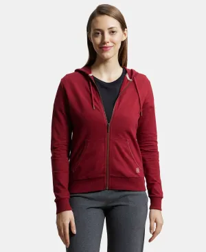 Super Combed Cotton French Terry Fabric Hoodie Jacket with Side Pockets - Rhubarb