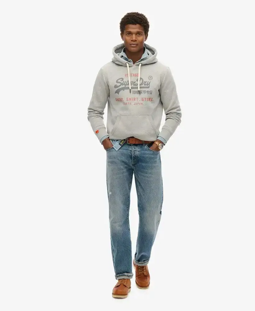 Superdry Mens VL Heritage Relaxed Hoodie College Grey Marl