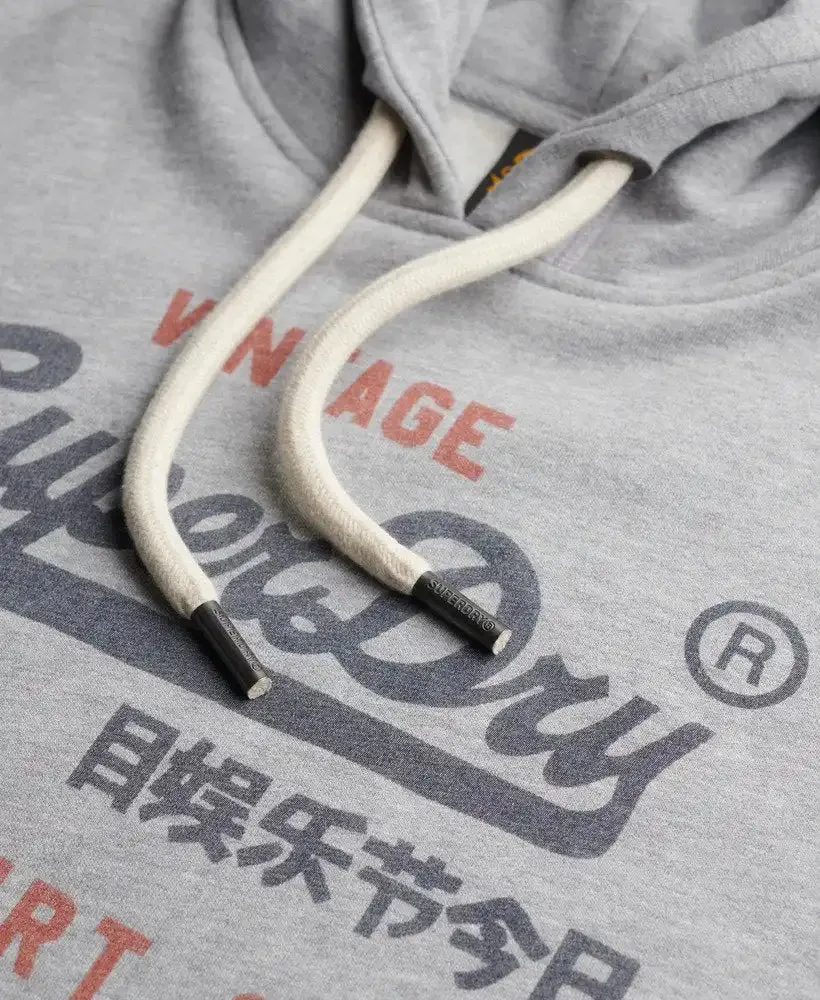 Superdry Mens VL Heritage Relaxed Hoodie College Grey Marl