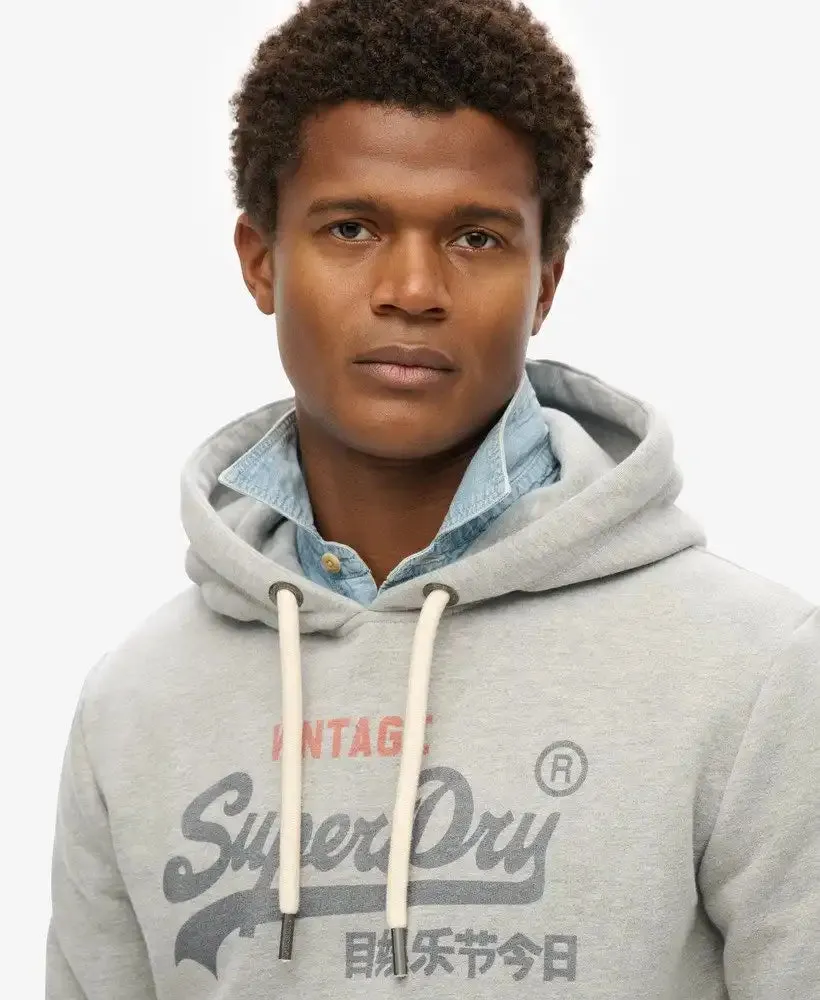 Superdry Mens VL Heritage Relaxed Hoodie College Grey Marl