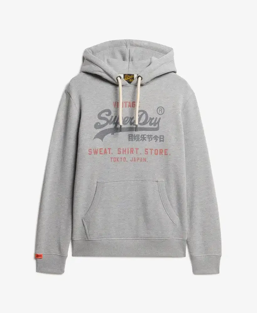 Superdry Mens VL Heritage Relaxed Hoodie College Grey Marl