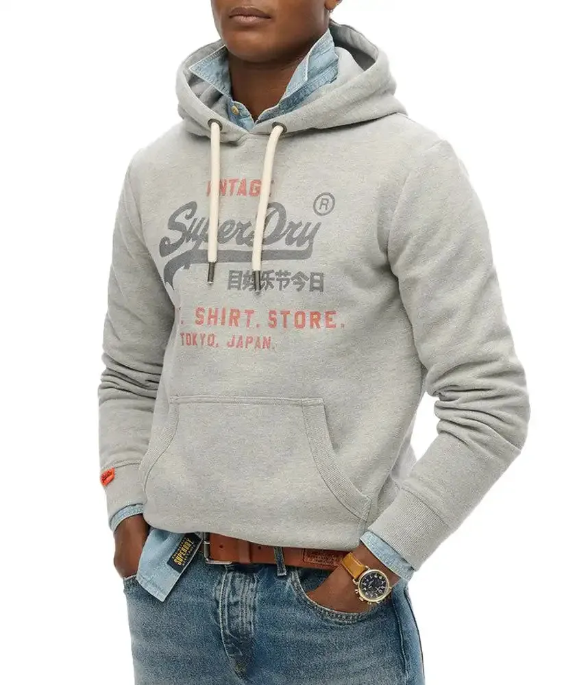 Superdry Mens VL Heritage Relaxed Hoodie College Grey Marl
