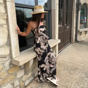 Swaying Palms Black Wide Leg Jumpsuit