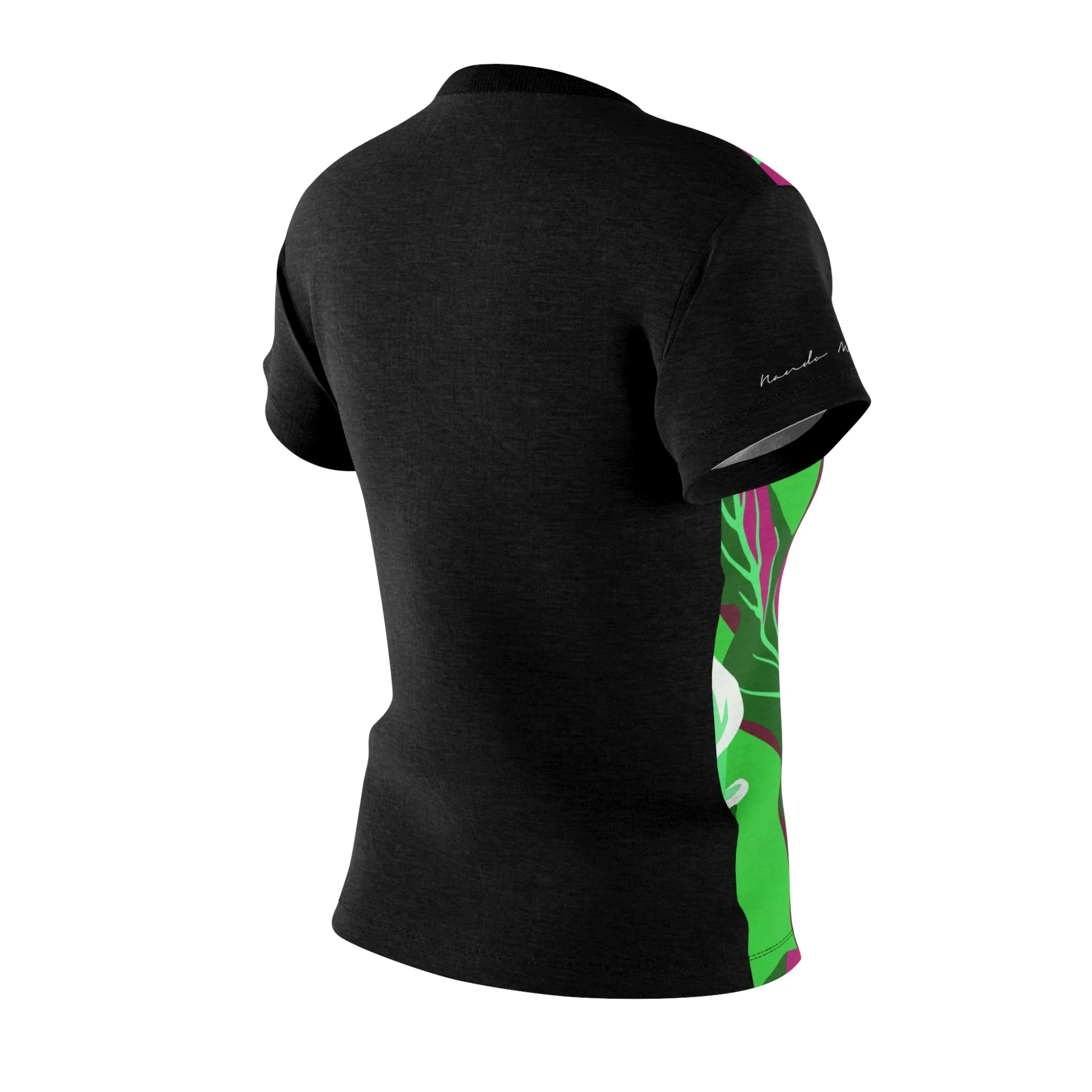 T-Shirt, Black-Green Garden